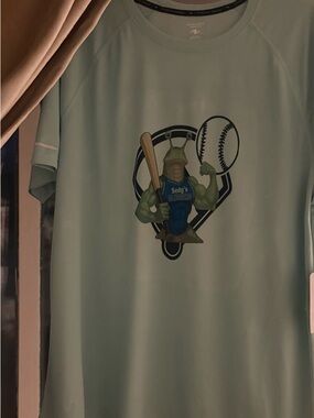 Light Mint Athletic Graphic Tee with Baseball Mascot